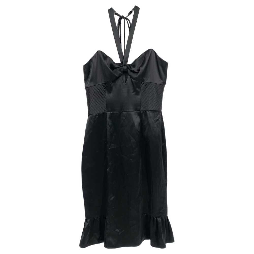 ABS Allen Schwartz Black Satin Halter Mini Dress | Size 8